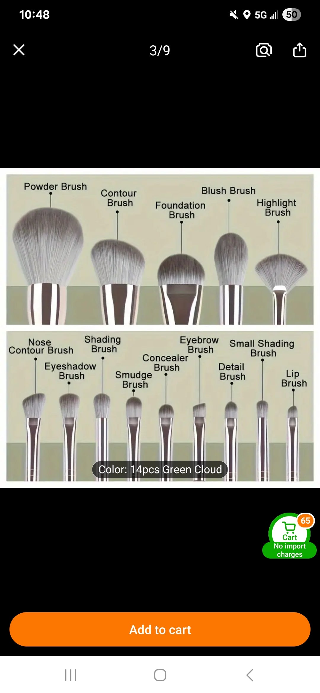 14 piece set of makeup brushes