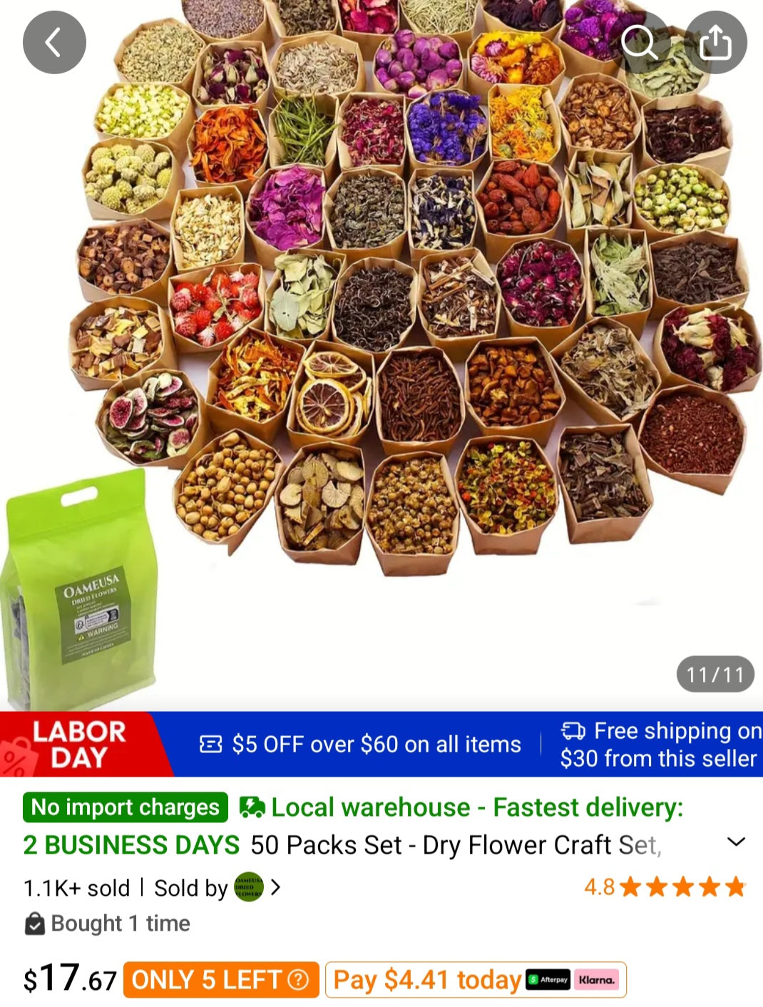 Dried herbs and flowers 50packs